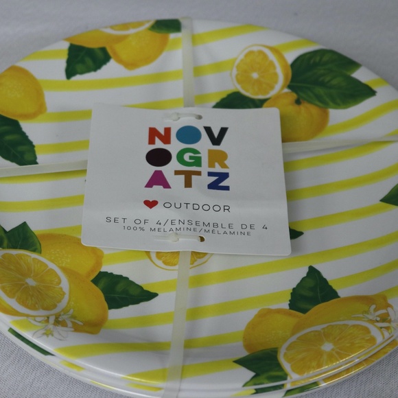 NOVOGRATZ Other - NOVOGRATZ Melamine Fresh Lemons Dinner Plates-S/4